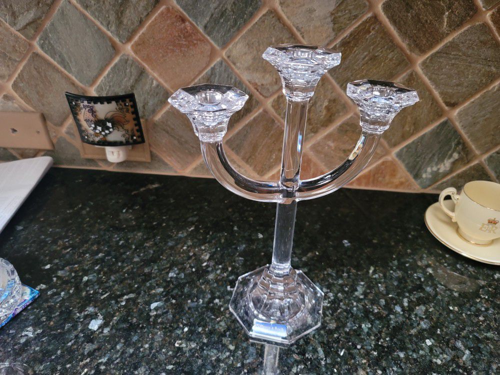 Vintage Villeroy & Boch Led Crystal 3 Candle Candelabra 