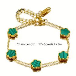 Green Clover Plated Bracelet 