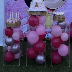 3Pcs Acrylic Column Pedestal Stand For Party, Clear 