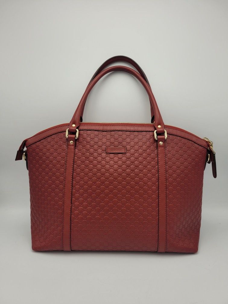 Gucci Signature Microguccissima Dome Satchel in Red Leather