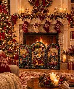 3-Panel Christmas Holiday Metal Wall Decor