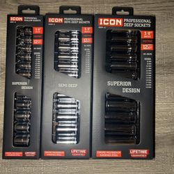 Icon 36pc 3/8 Shallow, Semi Deep, Deep Sockets 