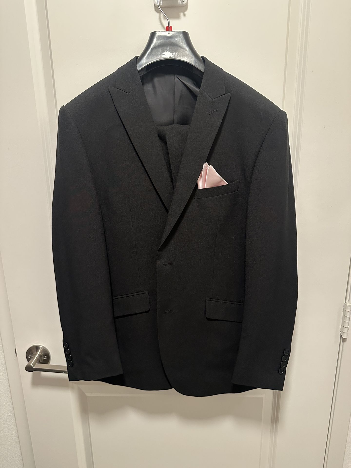 Alain Dupetit 2 Piece Suit Mens 40S/34W 2 Button Black