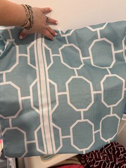 Light blue shower curtain