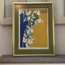 vintage wall decor, “Sugar Snaps” brass frame