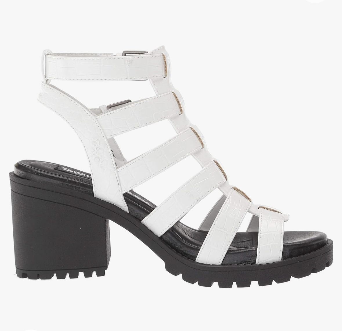 Dirty Laundry 7.5 Gladiator Womens Sandal heel croc embossed Fun Stuff