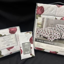 Printed Quilt W/ Pillow Shams & Sheet Set