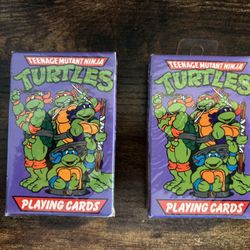 Vintage 1990 Teenage Mutant Ninja Turtles Playing Card Deck Complete Purple Box