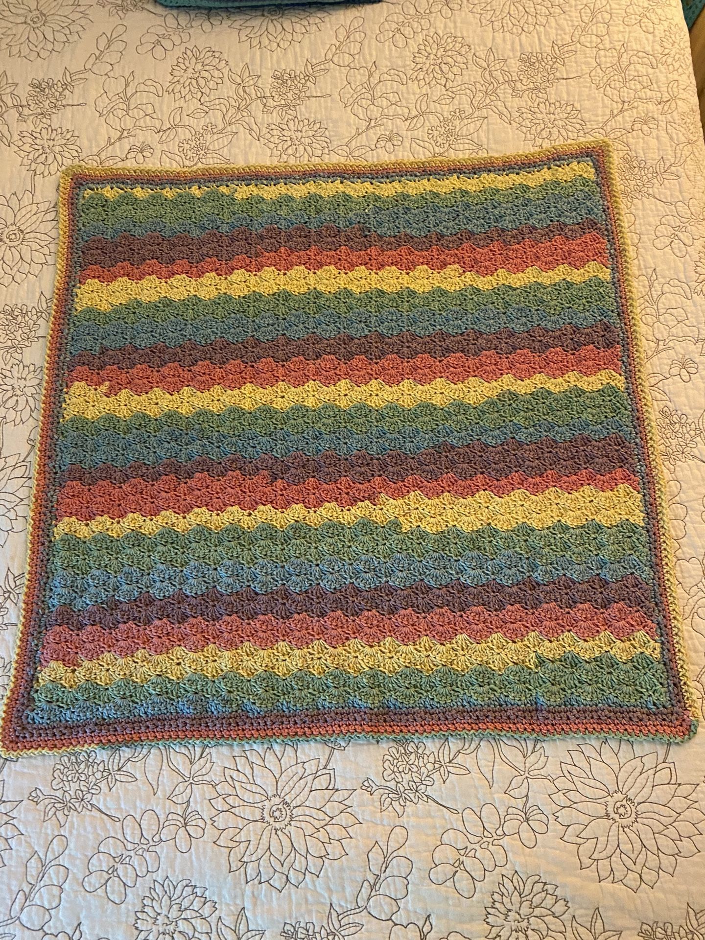 Newly Hand-Crocheted Baby Afghan & Hat