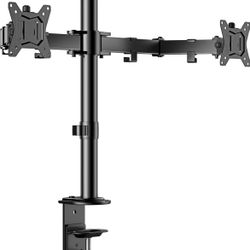 Heavy Duty Dual Monitor Stand. Adjustable Monitor Desk Mount For 2 Screens Up To 32 Inches 