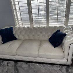 White Leather Couch 2 Pieces 