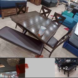 WOOD! CHAIRS AND BENCH! WOW! WITH SELF STORING LEAF! WOW. 