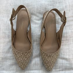 Adrienne Vittadini Tan Woven Slingback Heels Size 7