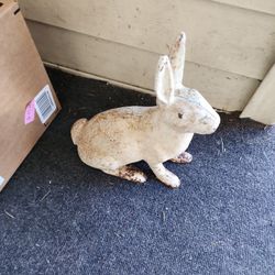 Antique Cast Iron White Rabbit Door Stop