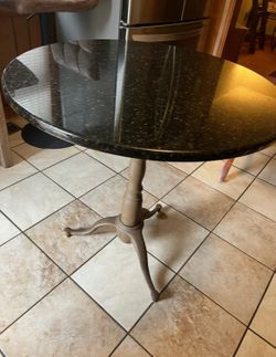 30in Solid Marble Table With Metal Base