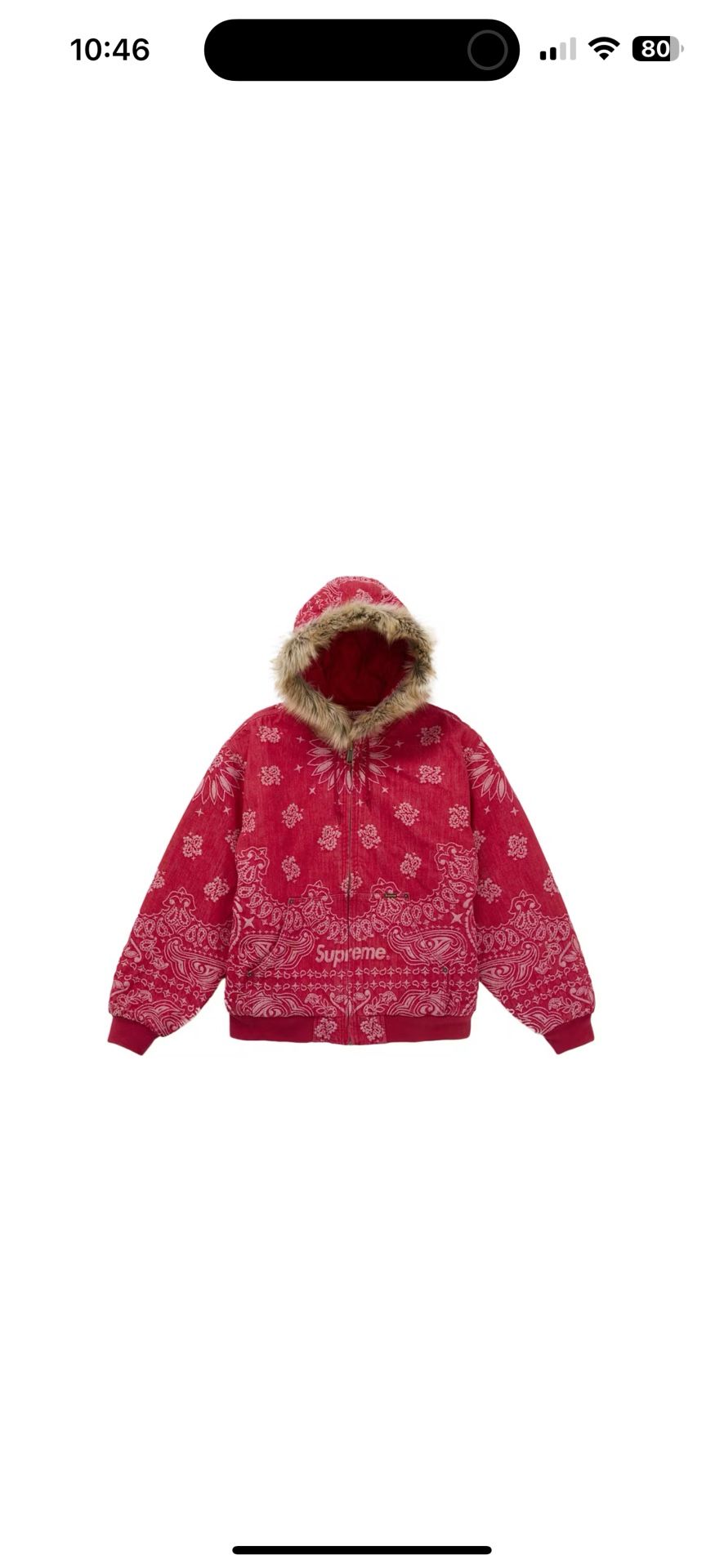 Red supreme Bandana Jacquard Denim Hoodie