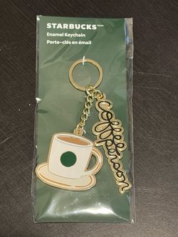 Starbucks Enamel Keychain Coffee Cup Logo Gold Tone 2025