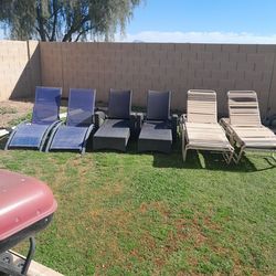 2 different Pairs Of Outdoor Patio Chaise Lounge Pool Chairs $40-$70 pair Read Description See All Photos