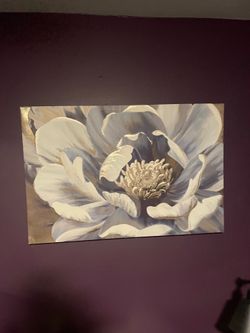 Floral Oil Painting with Gold Metallic