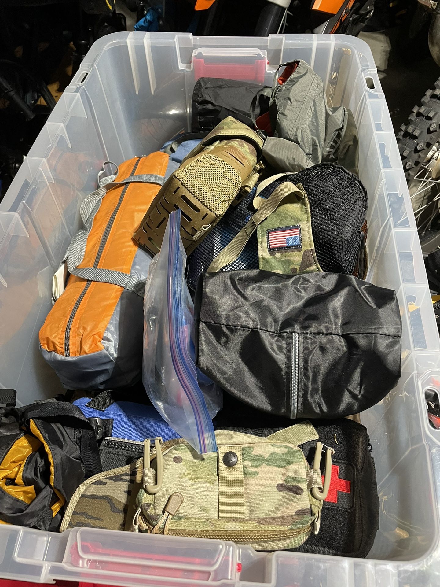 Camping And Scuba Gear, Daypack, Sleeping Bags, Bear Box, Hydration Packs, Etc