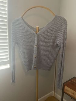 Off The Shoulder Baby Blue Cardigan  Large