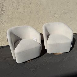 Set of 2 Henredon Murphy Swivel Bouclé Chairs – Cream