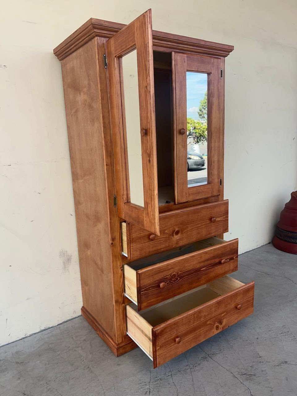 Tall Oak Wood Closet((