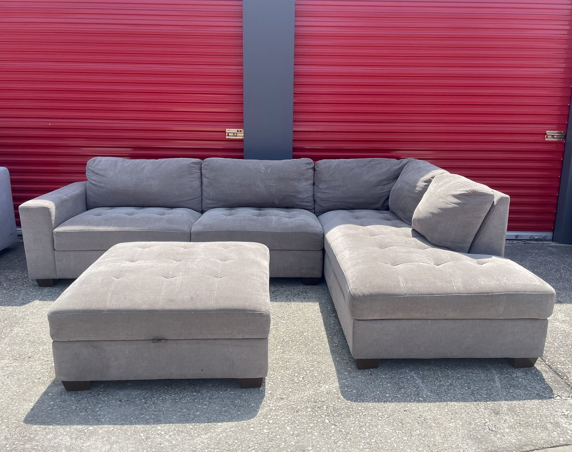 🏷OUTLET FURNITURE | Thomasville Miles Fabric Sectional with Ottoman, Gray 💥 We Finance