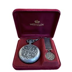 Westclox pocket watch with deer and dogs hot sale