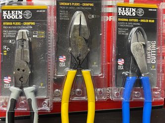 KLEIN TOOLS HYBRID PLIERS -CRIMPING$27 plus LINEMANS PLIERS-CRIMPING $27and DIAGONAL CUTTERS-ANGLED HEAD $24 (( read  below))