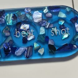 Resin Shot Glass Serving Paddle. Shot Glasses Included.