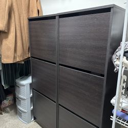 Dark Brown Shoe Cabinet Set (2 units) – Great Condition