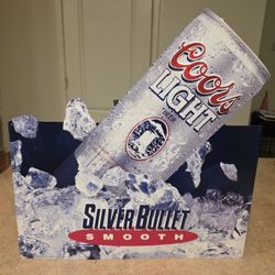 Coors Light Beer SIGN tin Silver Bullet smooth 18" 