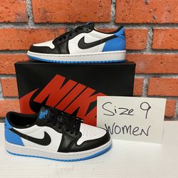 Nike Air Jordan 1 Low ‘Black Dark Powder Blue’ Size 9 Woman’s 