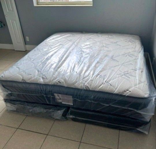 QUEEN Size Mattress Pillow Top And Box Spring SET COLCHONES QUEEN 