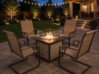 5 Piece Outdoor Gas Fire Pit Seating Set