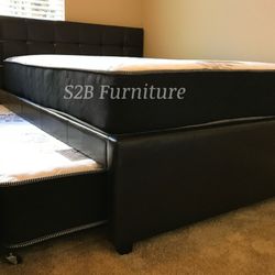 Full Twin Expresso Trundle Bed With Ortho Matres!