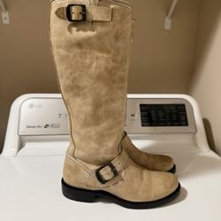 Frye buckled boots sz 6 khaki color barely worn 