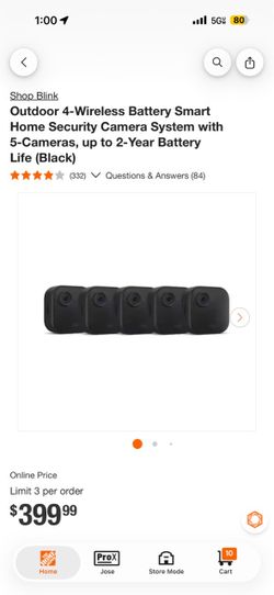 Outdoor 4-Wireless Battery Smart Home Security Camera System with 5-Cameras, up to 2-Year Battery Life (Black)
