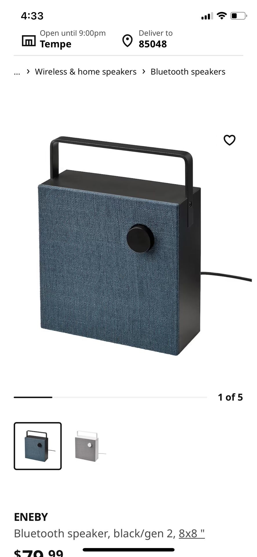 Bluetooth Speaker. IKEA. New.