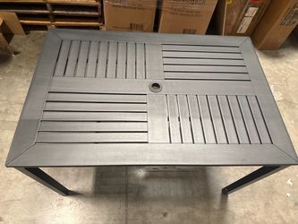 New 48”x32” Outdoor Patio Metal Dining Table with Umbrella Hole