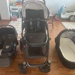 Uppababy Vista Stroller With Bassinet, Infant Car Seat W Base, And Piggyback