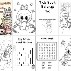 Labubu Coloring Book. Party Favors. personalized coloring books. Labubu Party games. Party Decor.