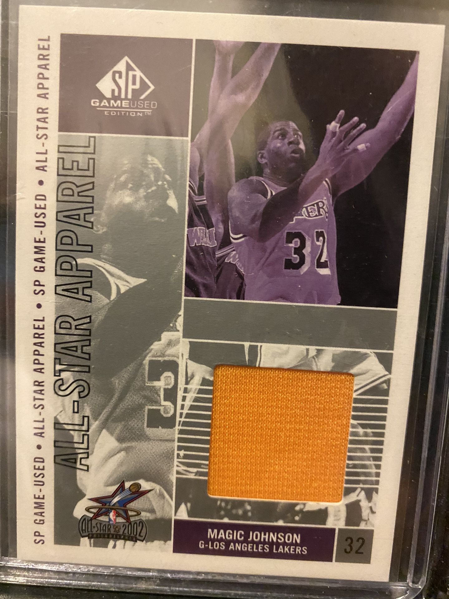 2002-03 SP Game Used MAGIC JOHNSON All-Star Apparel Lakers jersey relic card SP