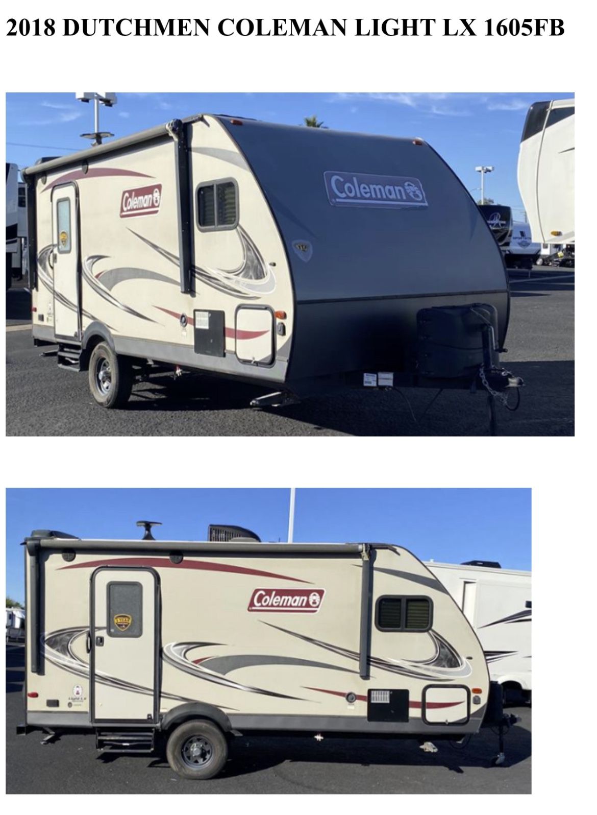 2018 Coleman LX 1605FB