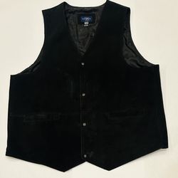 NRA Authentic Gear Biker Vest Mens Sz XXL Black Suede Leather Sleeveless
