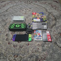 Nintendo Switch OLED Splatoon 3 Edition Bundle Plus 256gb Sd Card – Games & Case Included! 🕹️💥