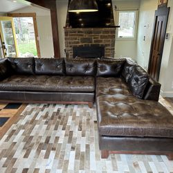 Arhaus Leather Tufted Garner Sectional Sofa
