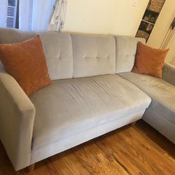 Dorel Mid Century Modern Sectional Chaise Sofa Bed with Storage