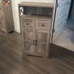Two Farmhouse Storage Cabinet with Drawers and Shelf